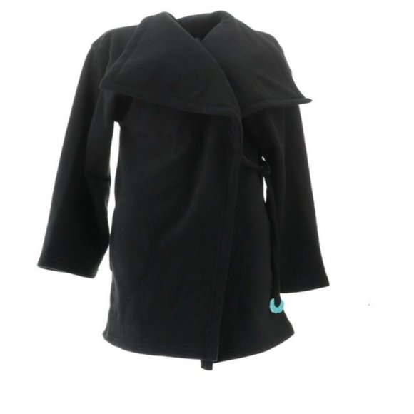Koezy Sweaters - Koezy Black Micro Fleece Wrap Coat